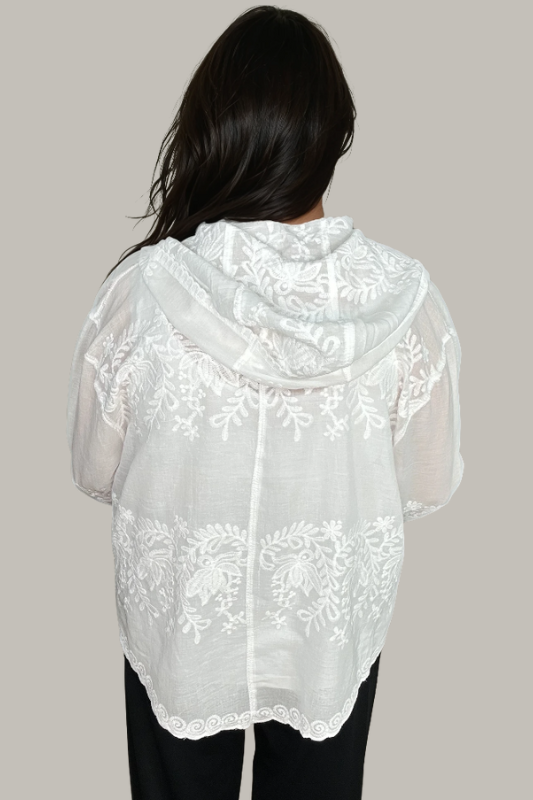 Elara Embroidered Top (White)