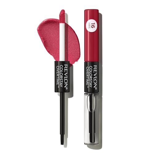 Revlon Liquid Lipstick with Clear Lip Gloss, ColorStay Face Makeup, Overtime Lipcolor, Dual Ended with Vitamin E in Plum / Berry, Ultimate Wine (140), 0.07 oz