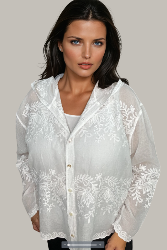 Elara Embroidered Top (White)