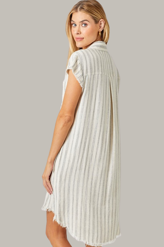 Stripe And Linen Dress