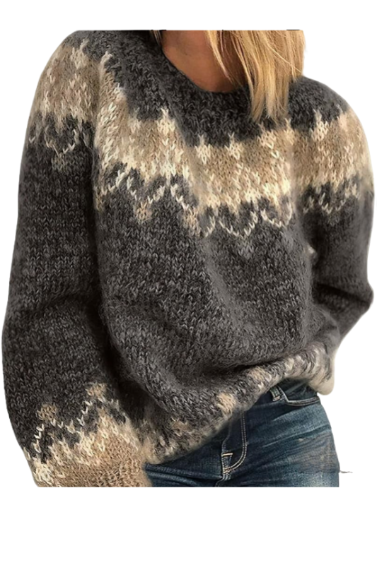 Amazon-Knitted Fair Isle Sweater (Choose the Black)