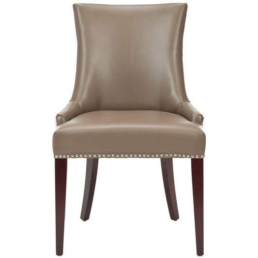 Safavieh Mercer Collection Eva Leather Dining Chair with Trim Nail Head, Grey