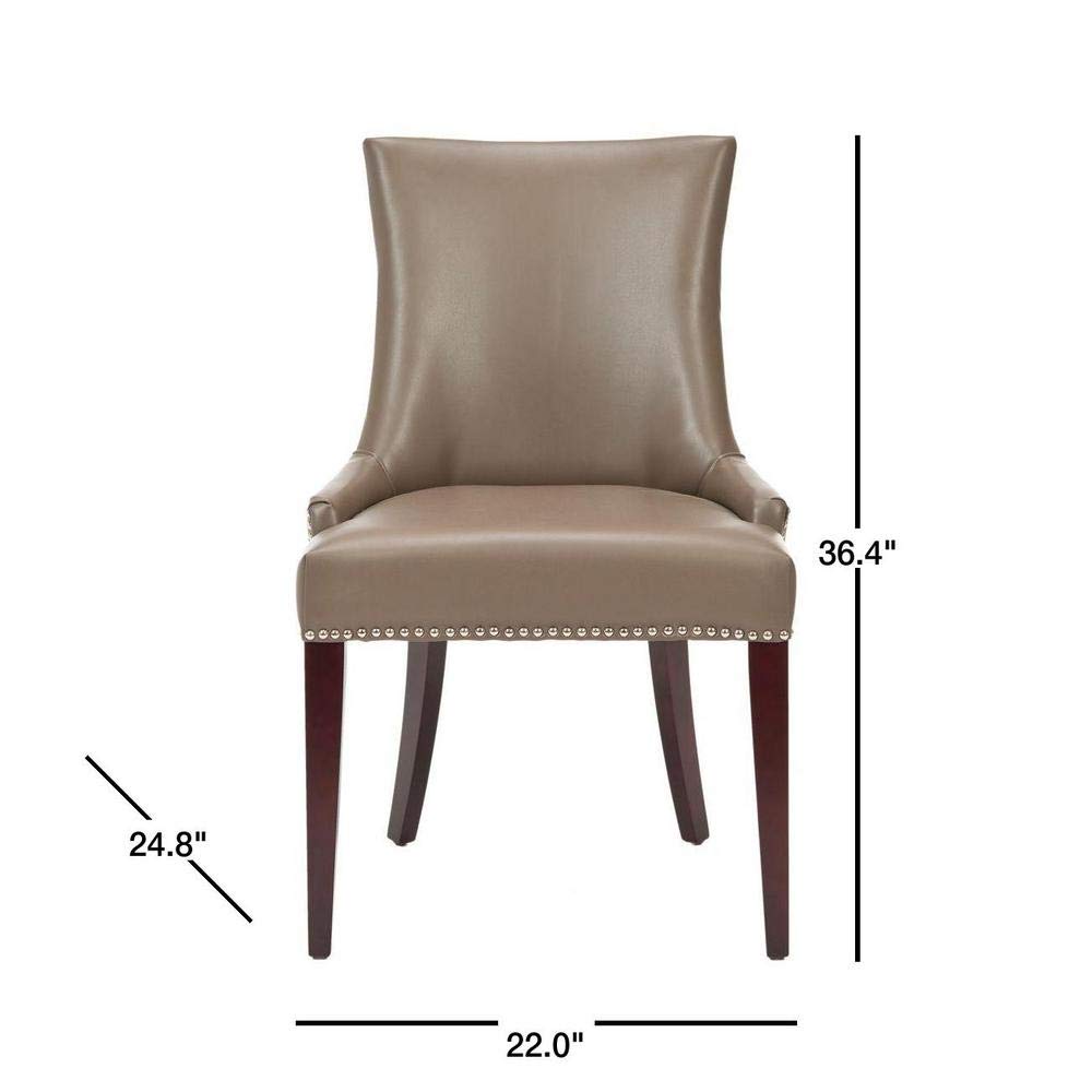 Safavieh Mercer Collection Eva Leather Dining Chair with Trim Nail Head, Grey