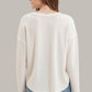 V Neck Henley Top (Cream)