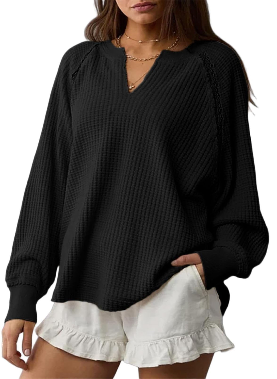 Amazon- Waffle knit Loose Fitted Top