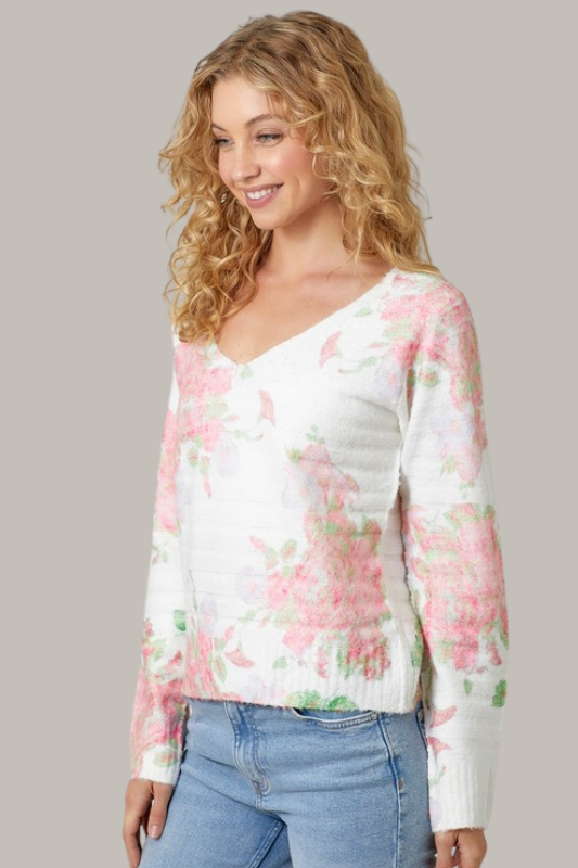 Rosy Floral Sweater