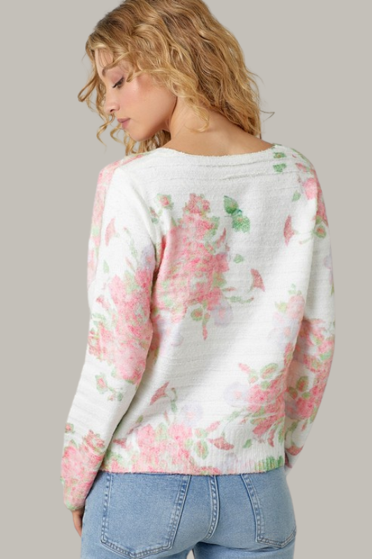 Rosy Floral Sweater