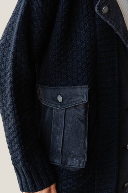 Knit & Denim Layered Shacket