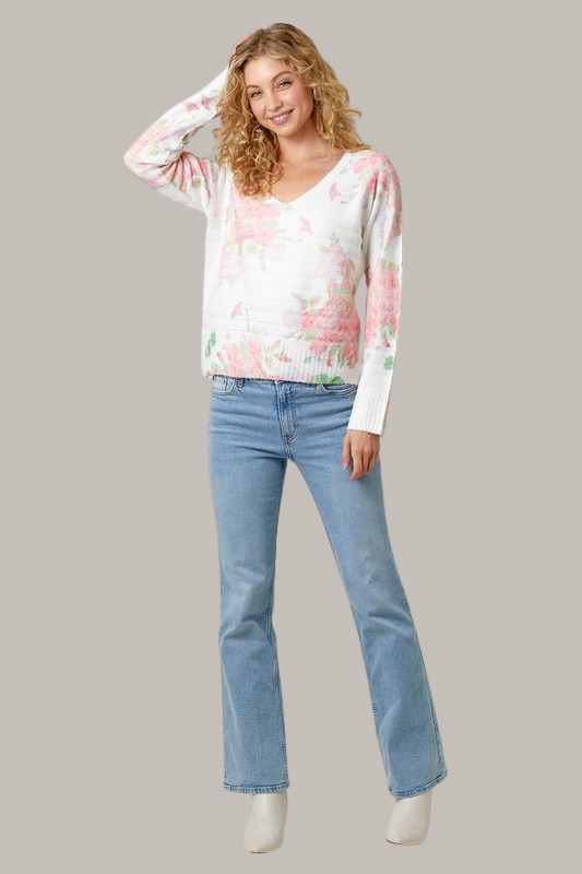 Rosy Floral Sweater