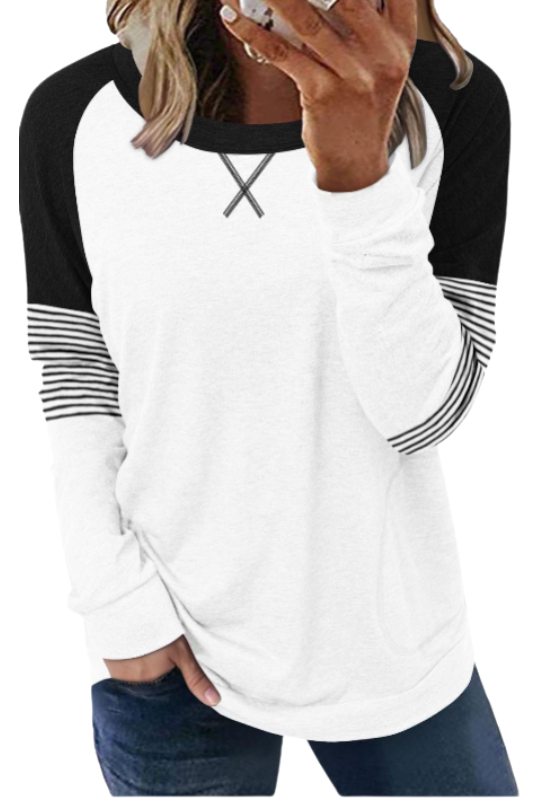 Amazon-Crewneck Color block Top (more colors)