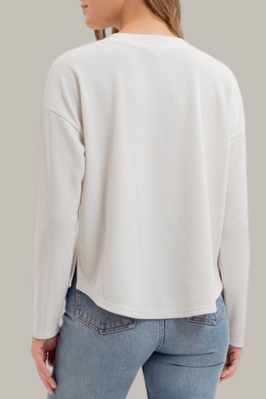 Perfect Length Henley Top (Oatmeal)