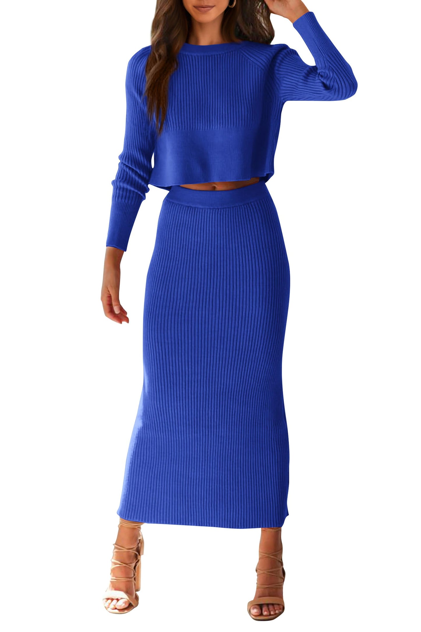 Amazon -Women's 2 piece Rib Knit Maxi Dress (many colors)