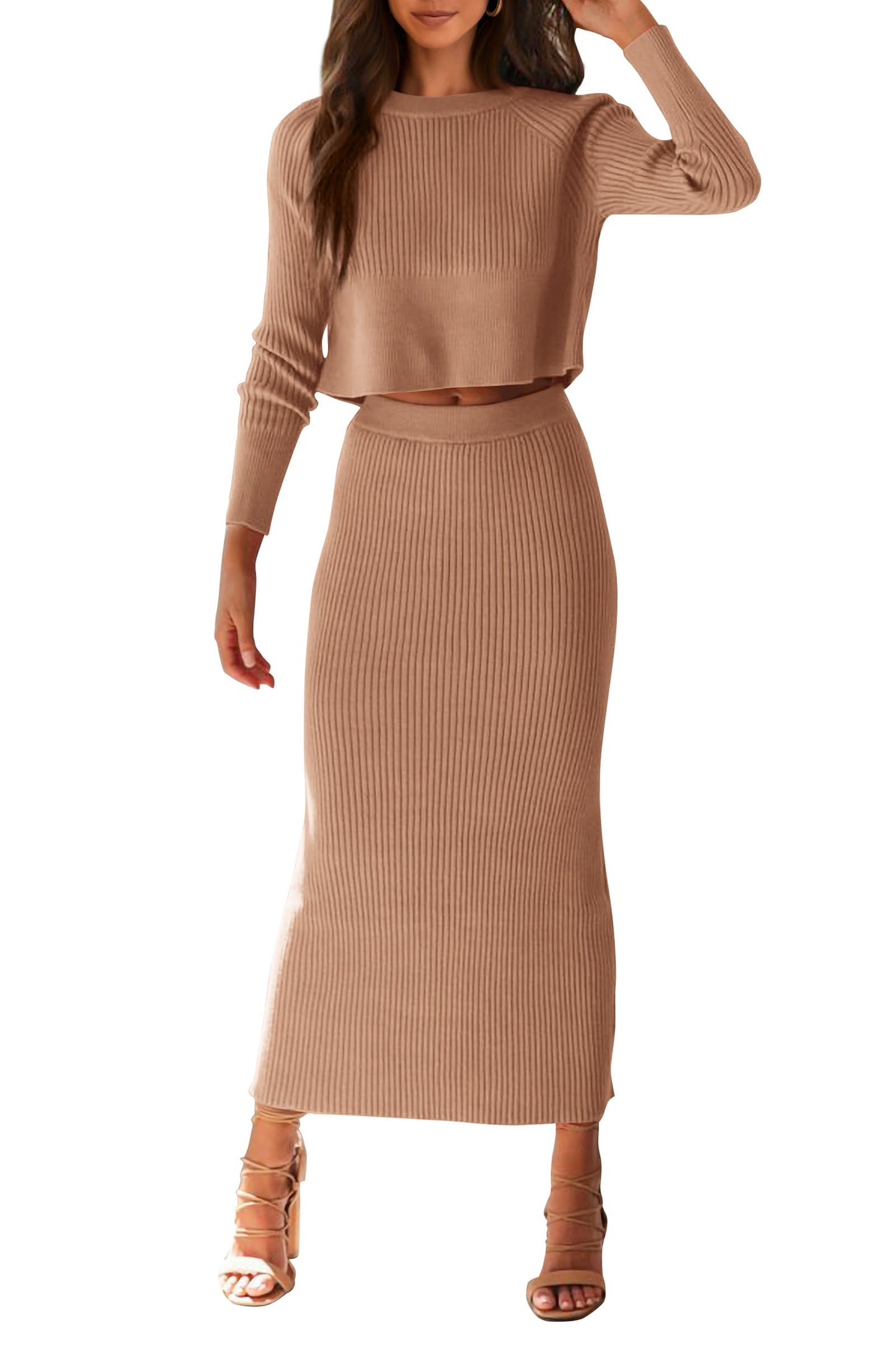 Amazon -Women's 2 piece Rib Knit Maxi Dress (many colors)
