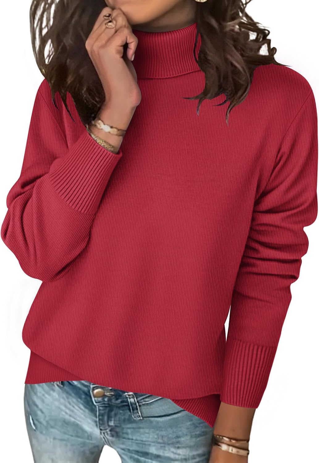 Amazon-Turtleneck Spilt Hem Sweater (Several Colors)