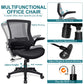 Funria Mesh Desk Chair with Wheels Black Mesh Office Chair with Flip Up Arms Mesh Back Home Office Desk Chair with Good Lumbar Support Height Adjustable Office Task Chairs Clearance