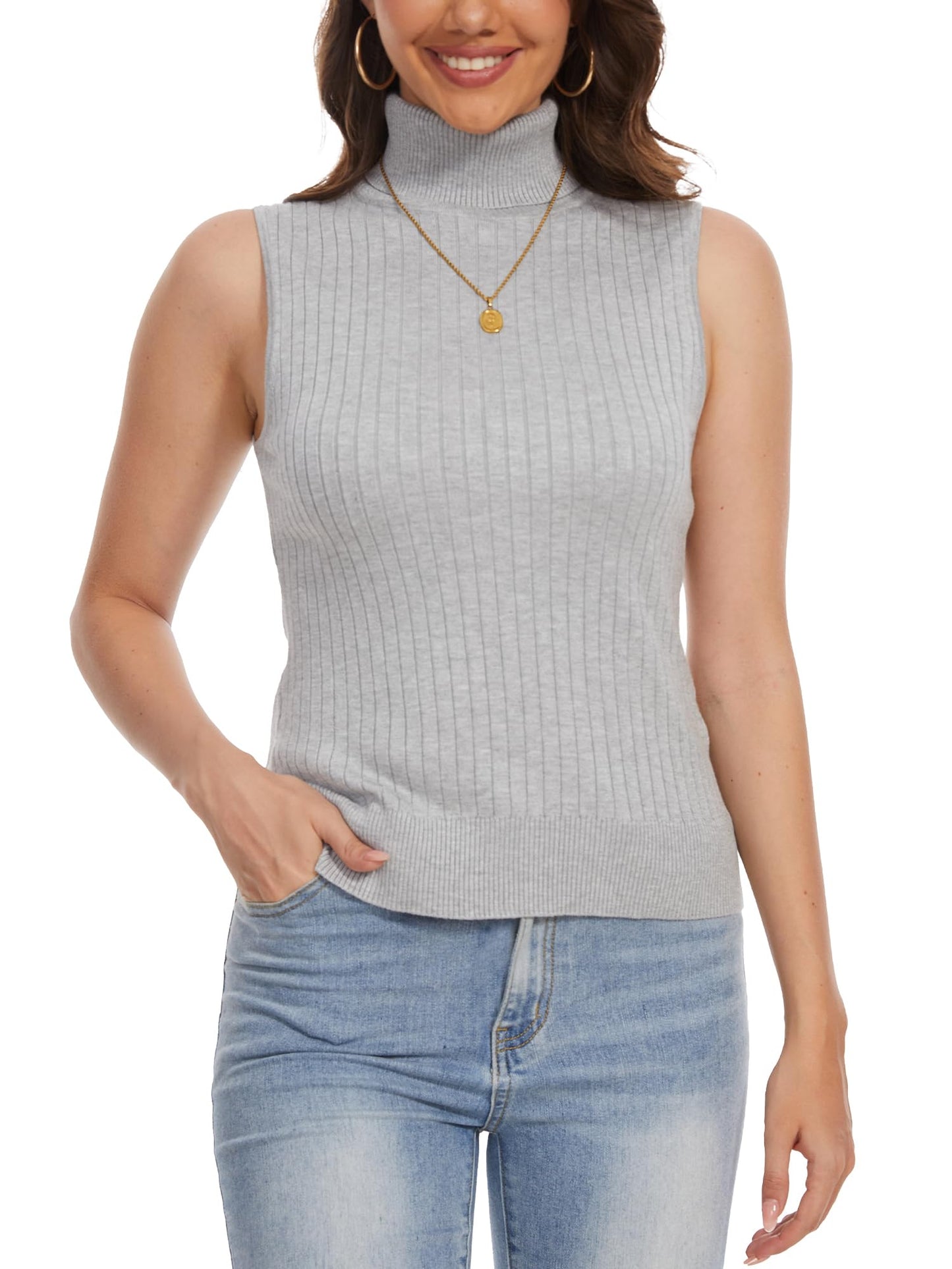 Amazon-Sleeveless Knit Mock Neck (more colors)