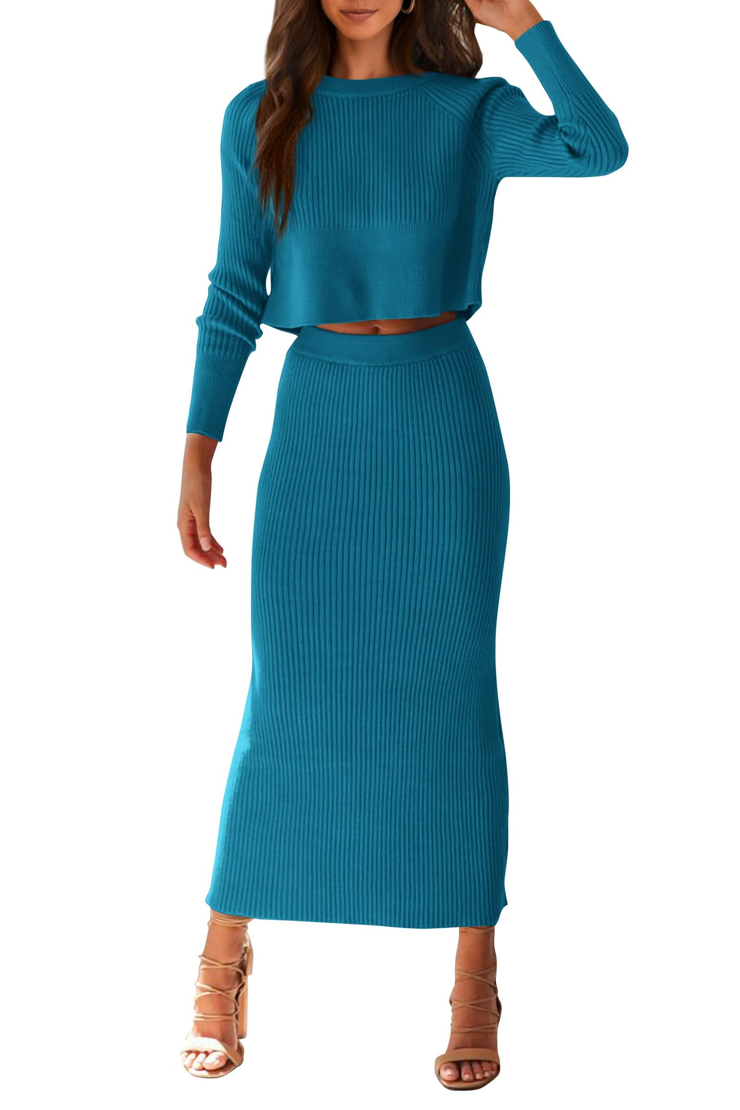 Amazon -Women's 2 piece Rib Knit Maxi Dress (many colors)