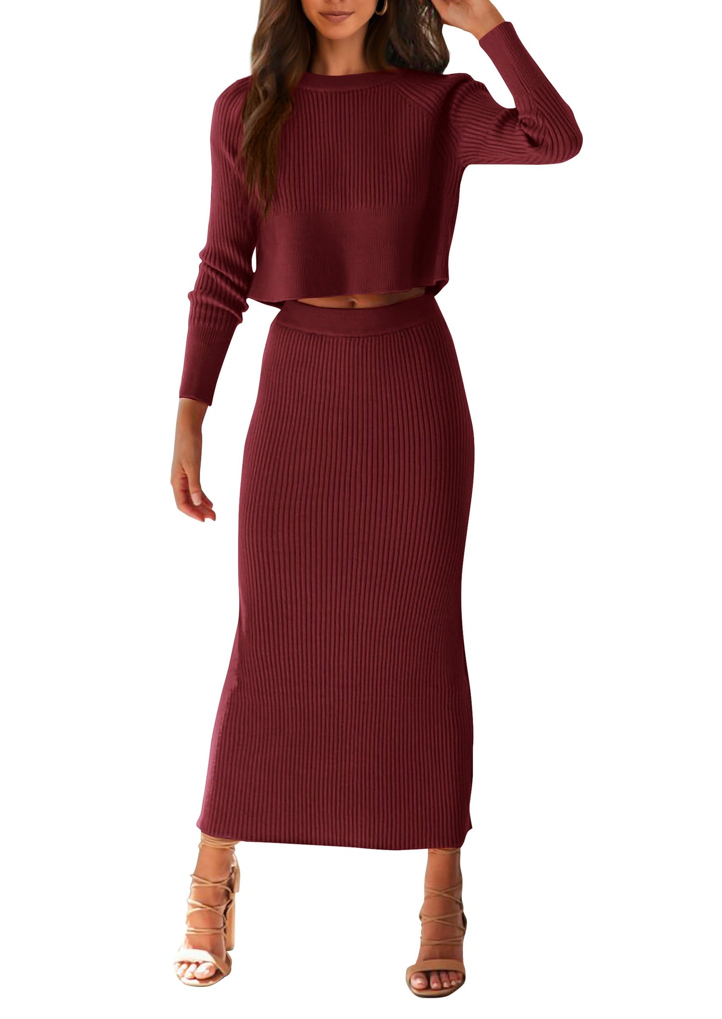 Amazon -Women's 2 piece Rib Knit Maxi Dress (many colors)
