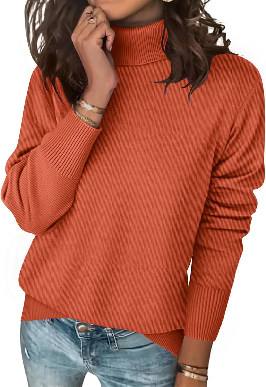 Amazon-Turtleneck Spilt Hem Sweater (Several Colors)
