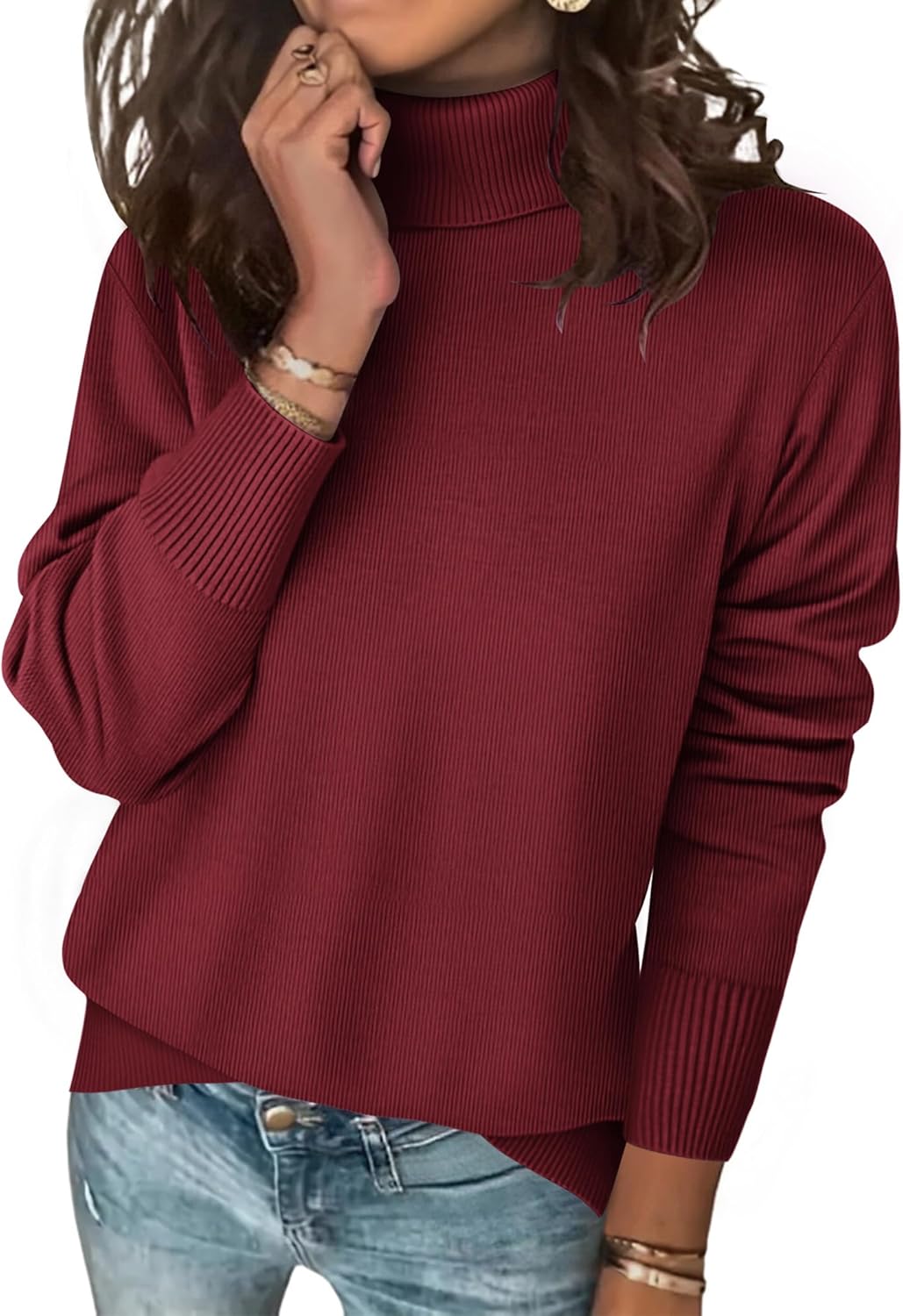 Amazon-Turtleneck Spilt Hem Sweater (Several Colors)