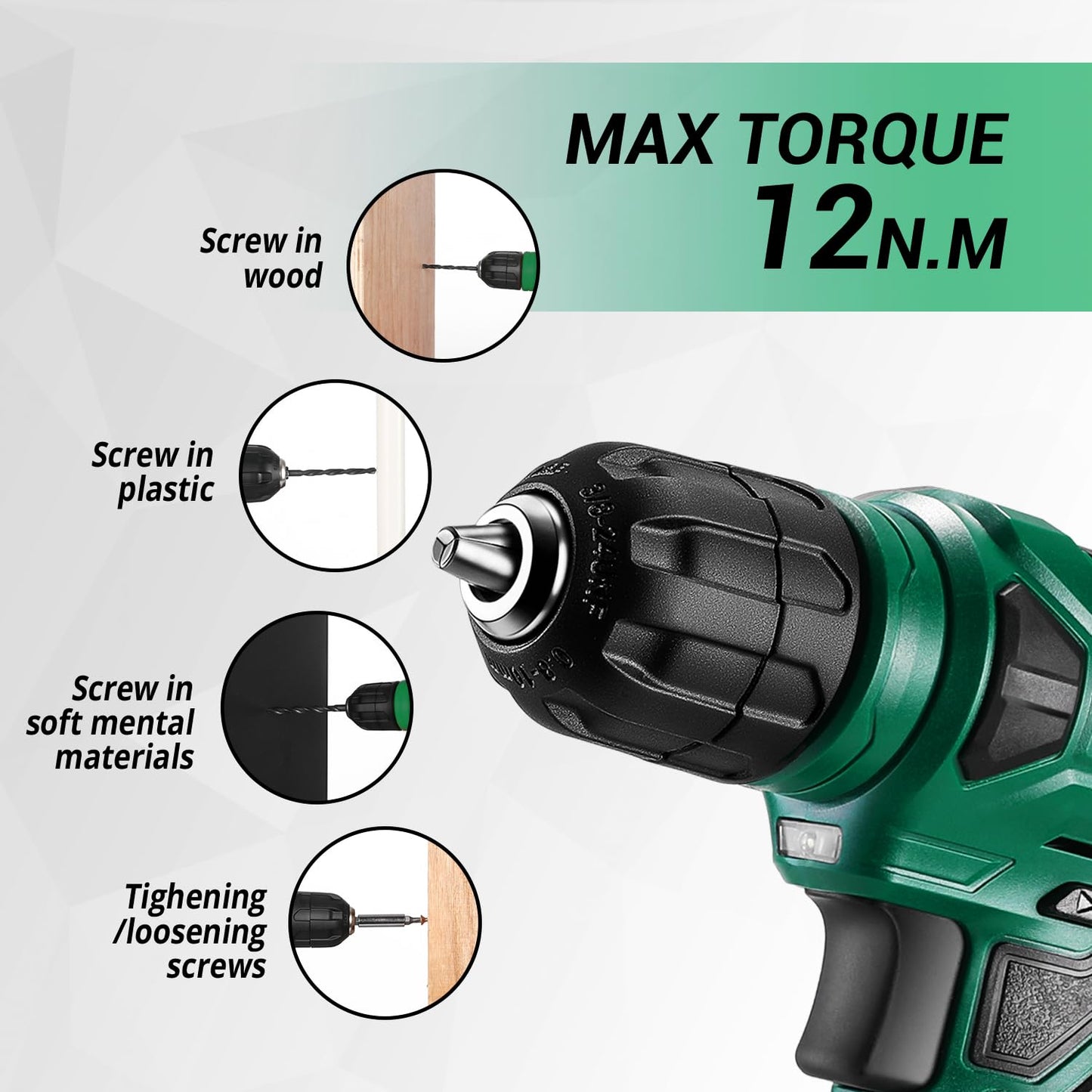 Amazon-Tool kit with 12V Cordless Drill Set