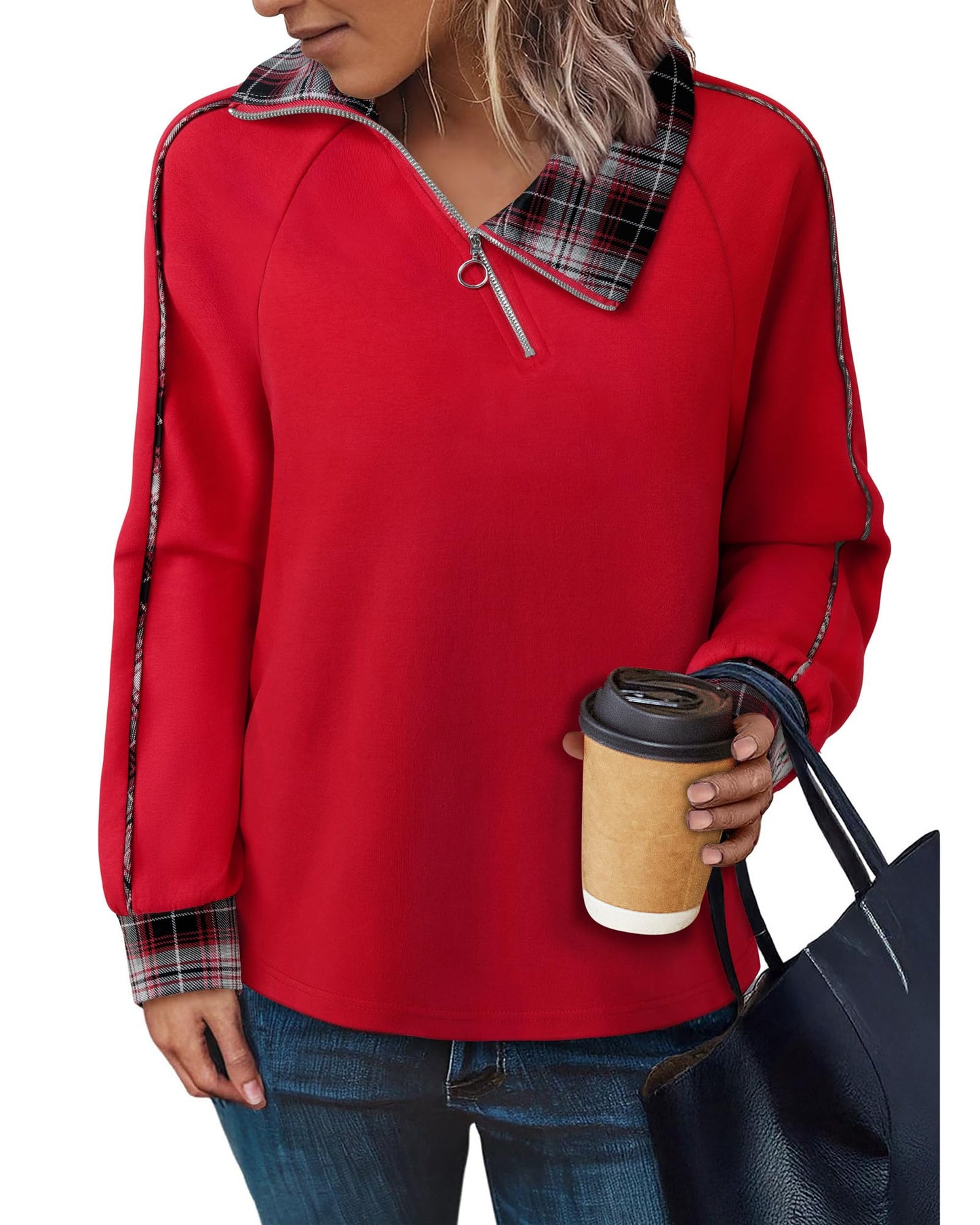 Amazon- V Neck Zip Pullover Sweatshirt (more colors)