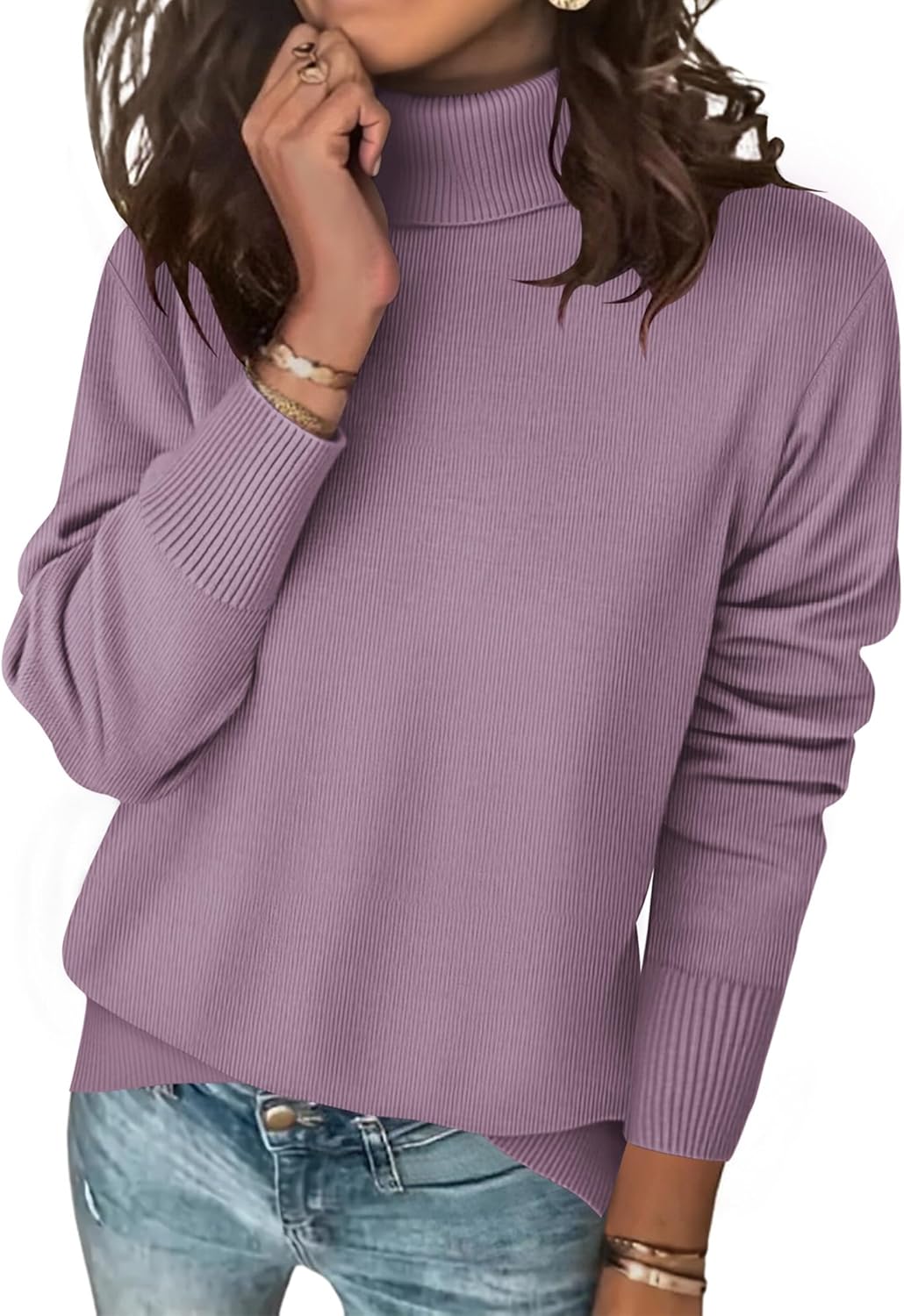 Amazon-Turtleneck Spilt Hem Sweater (Several Colors)