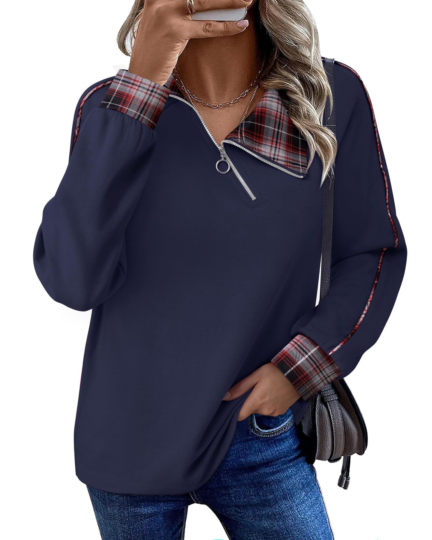 Amazon- V Neck Zip Pullover Sweatshirt (more colors)