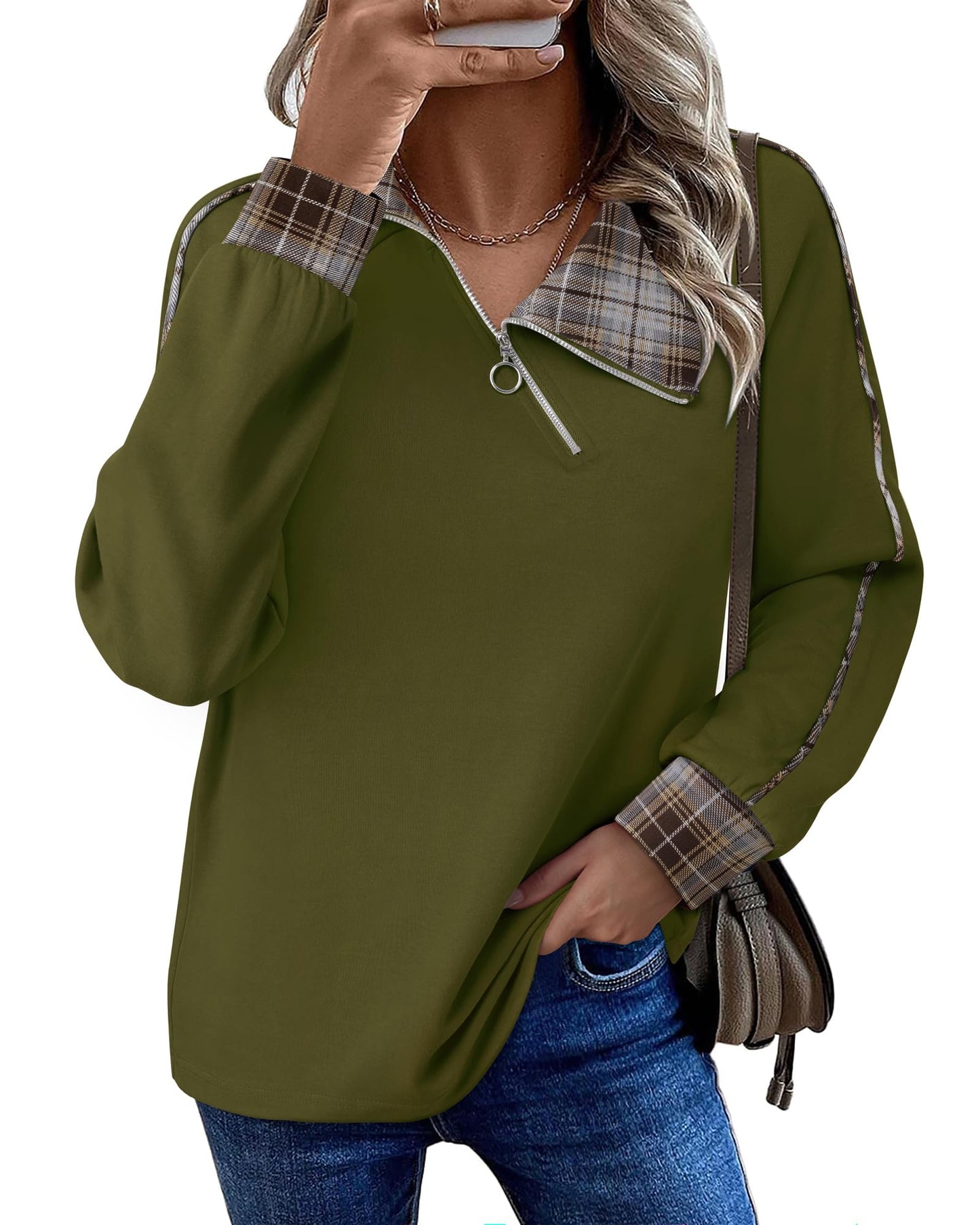 Amazon- V Neck Zip Pullover Sweatshirt (more colors)