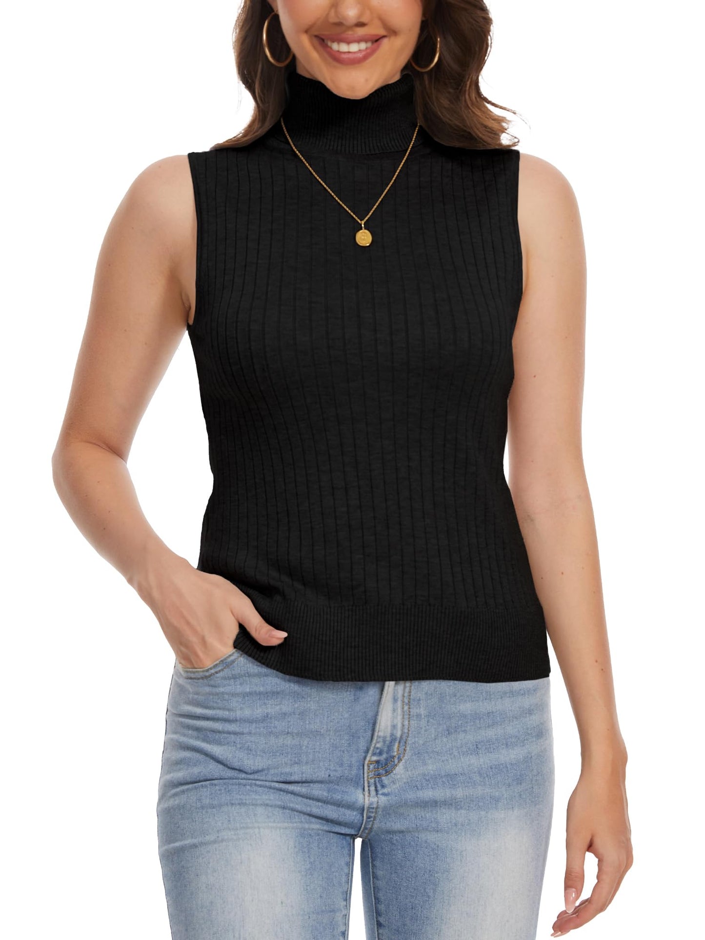 Amazon-Sleeveless Knit Mock Neck (more colors)