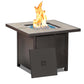 BALI OUTDOORS Propane Gas Fire Pit Table 32 inch 50,000 BTU Square Gas Firepits for Outside, Brown