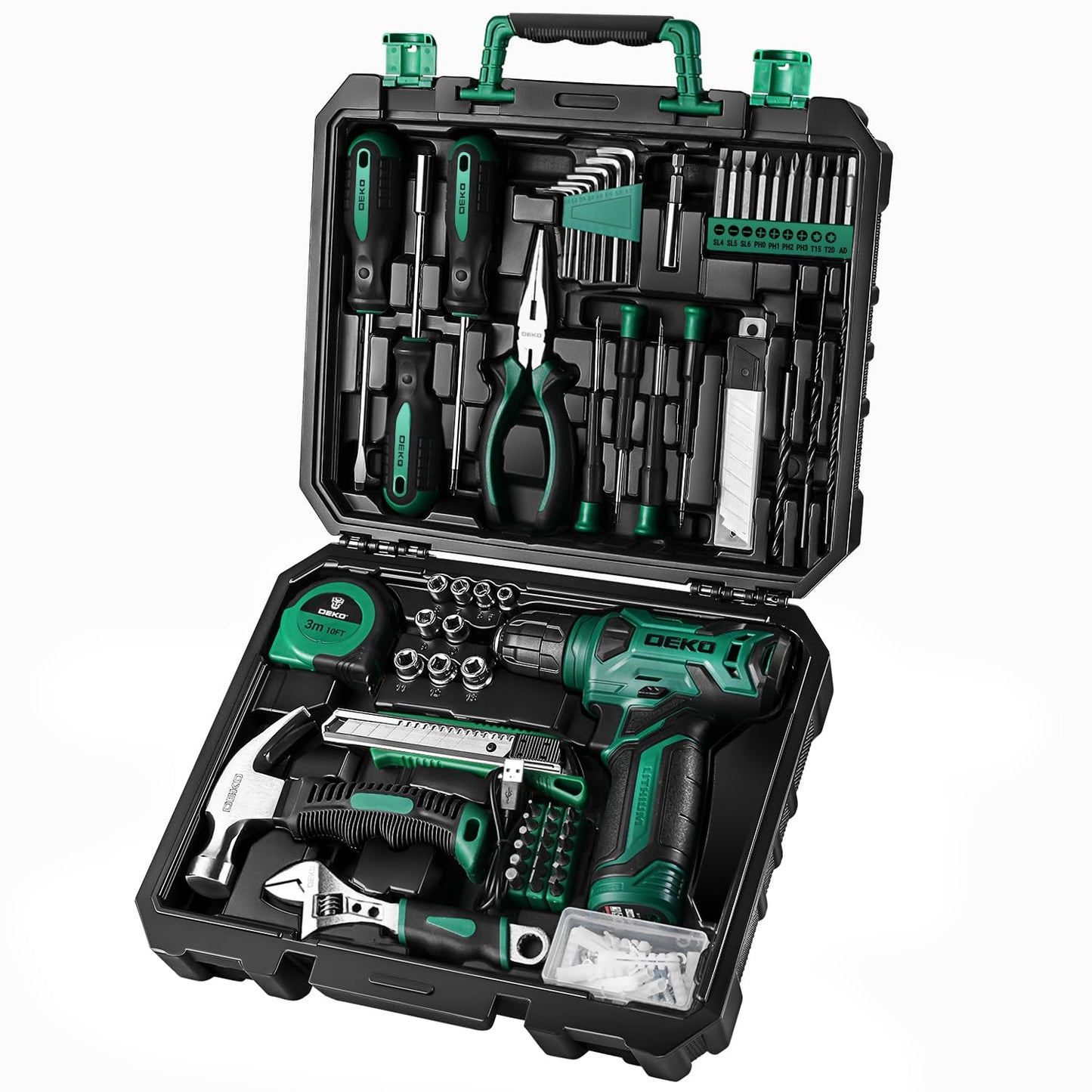 Amazon-Tool kit with 12V Cordless Drill Set