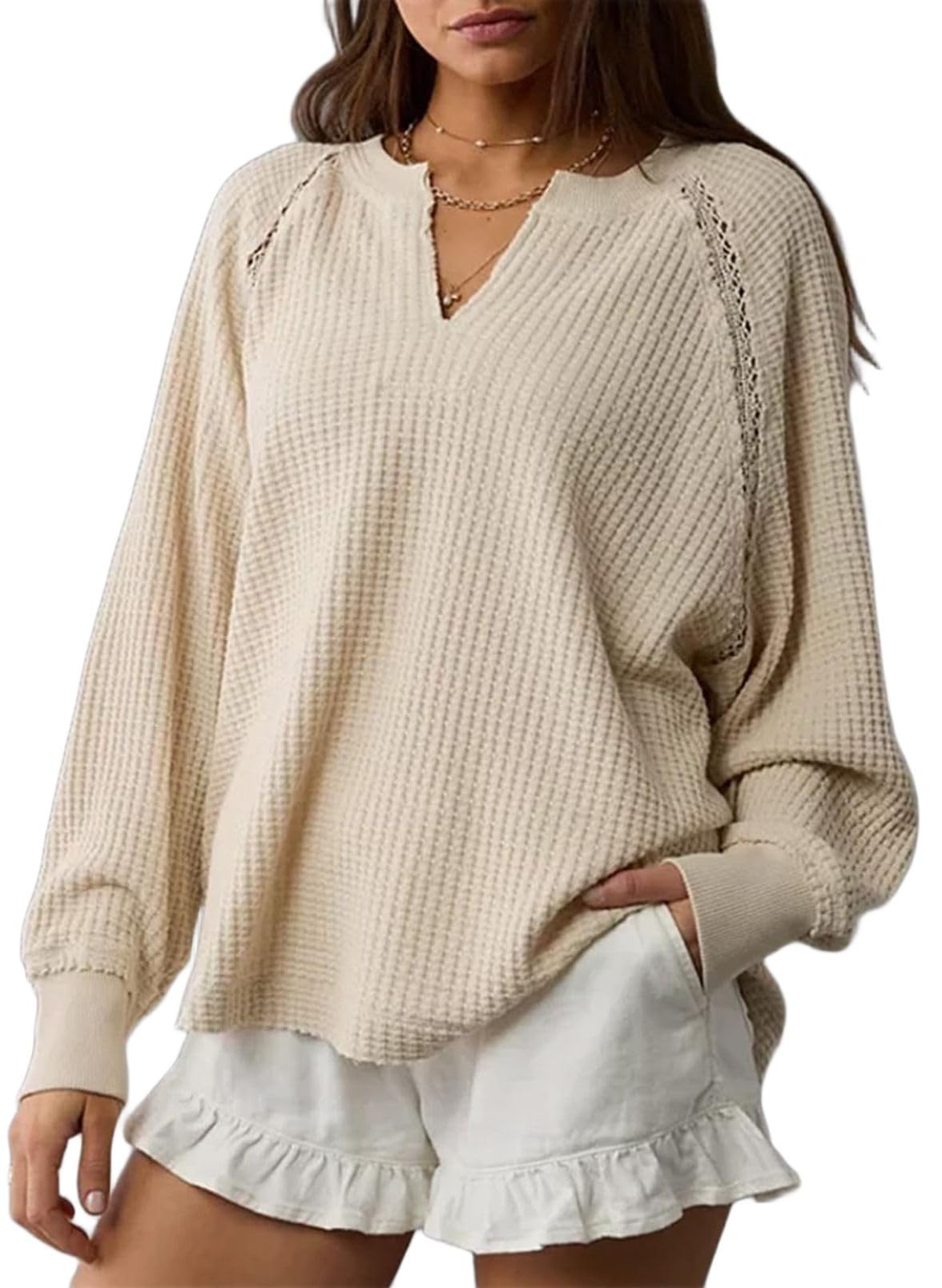 Amazon- Waffle knit Loose Fitted Top