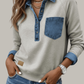 Denim Trimmed Sweatshirt