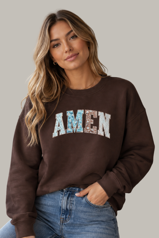 Amen Graphic Sweatshirt (Brown)