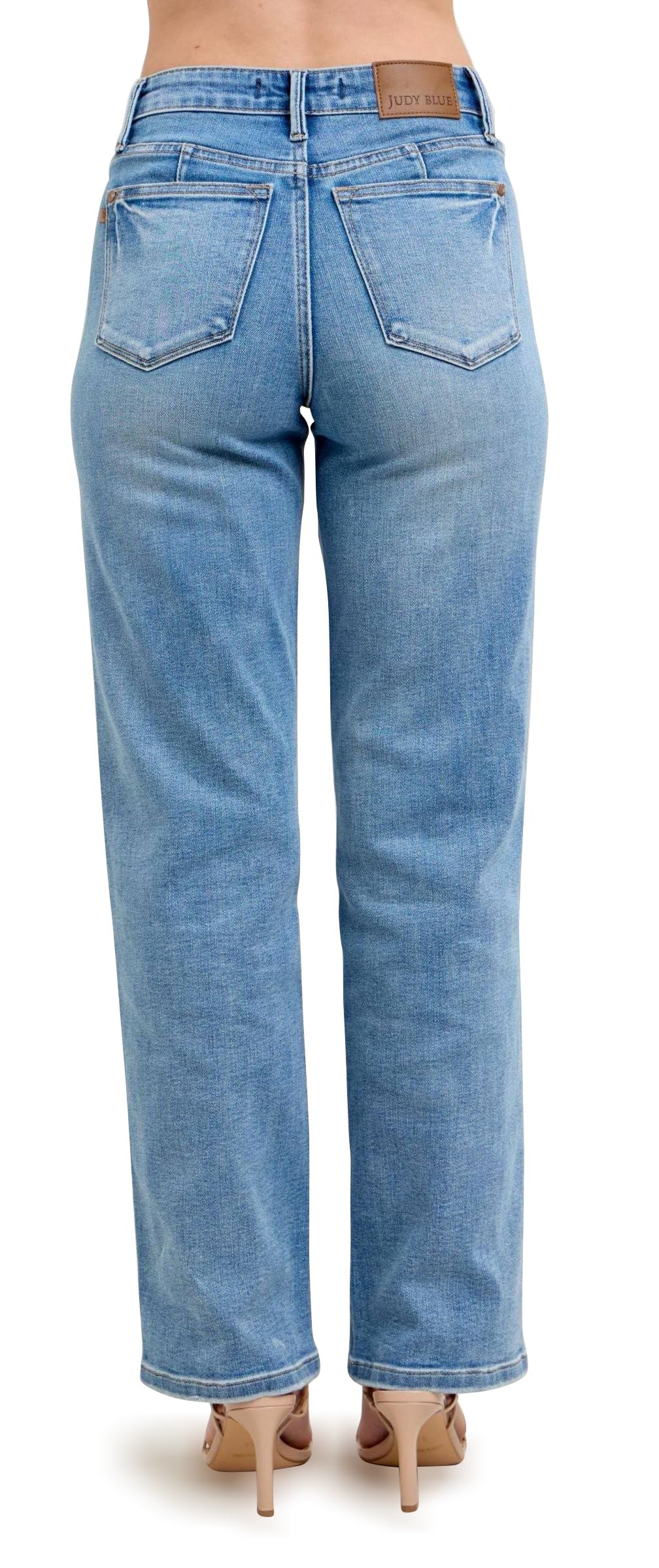 Amazon-Judy Blue Mid Rise Tummy Control Vintage Wash Straight Jeans