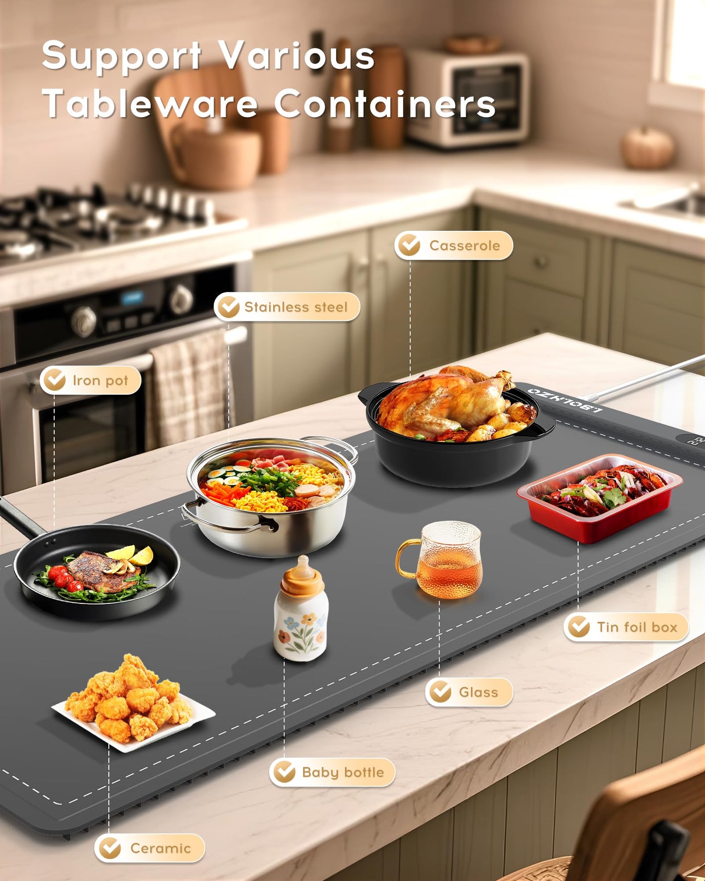 Amazon-Warming Mat For Food Extra Large 36"x16"