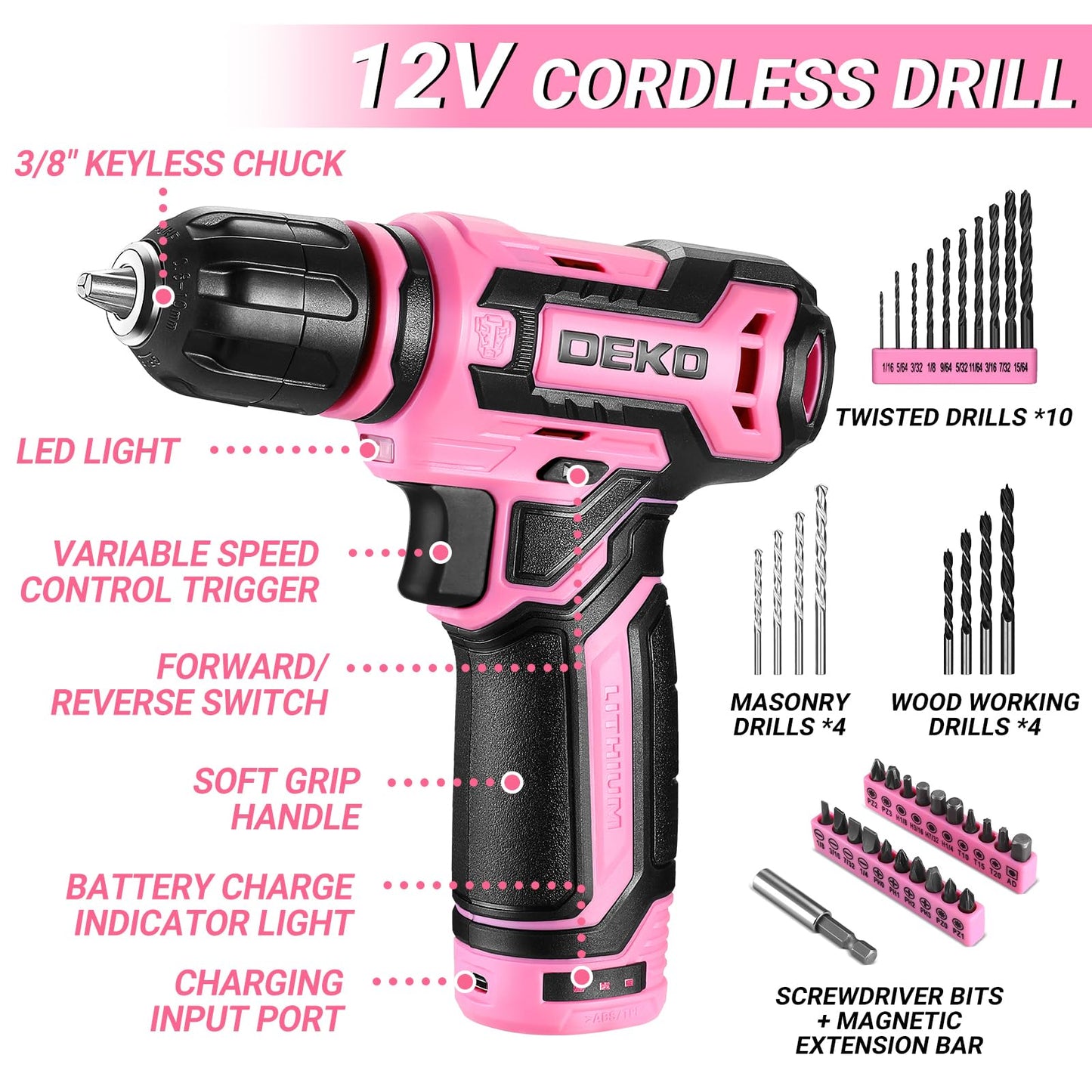 Amazon-Tool kit with 12V Cordless Drill Set