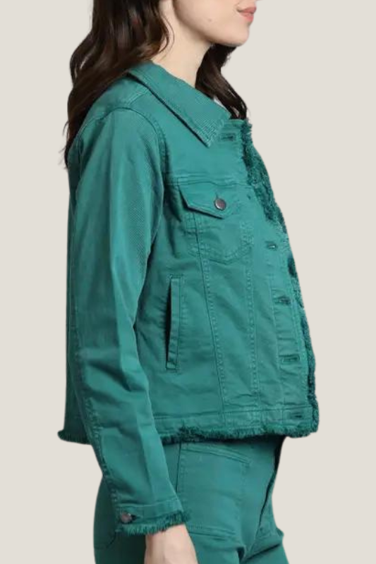 Fray Detail Jean Jacket (Emerald Green)