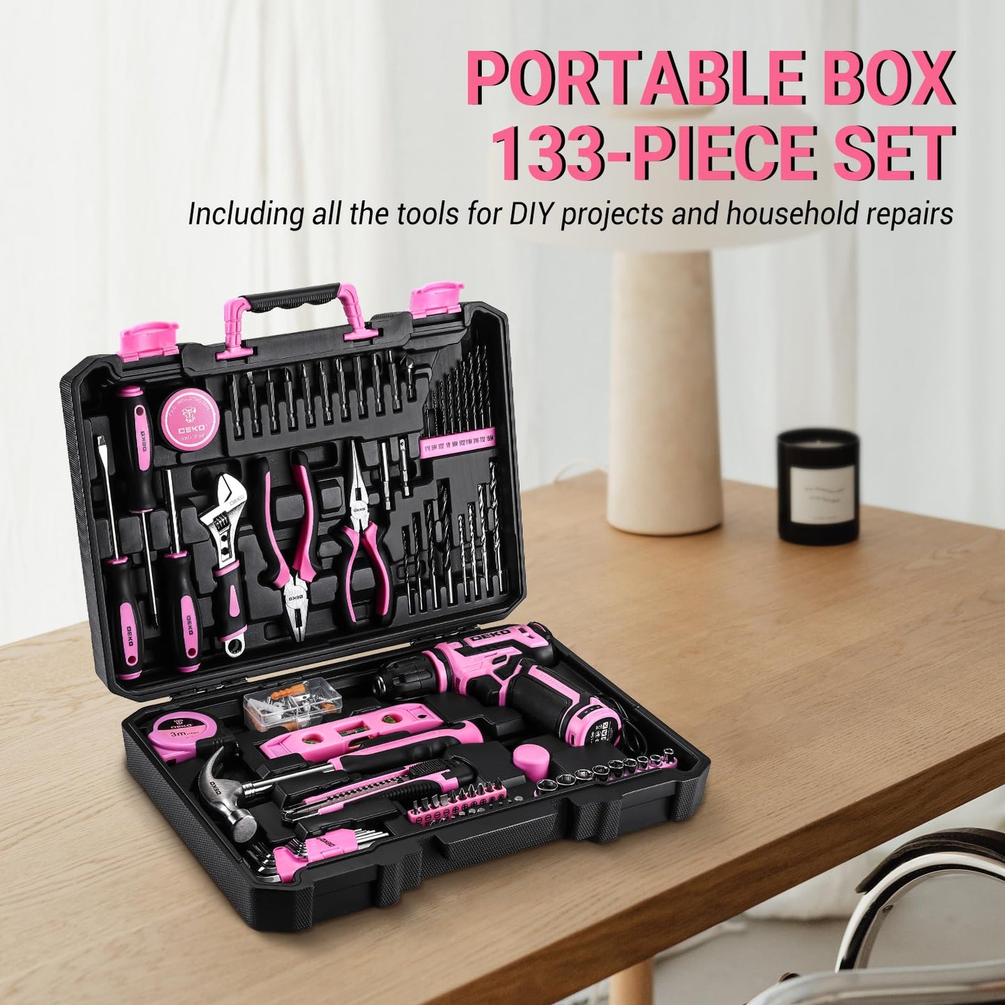 Amazon-Tool kit with 12V Cordless Drill Set