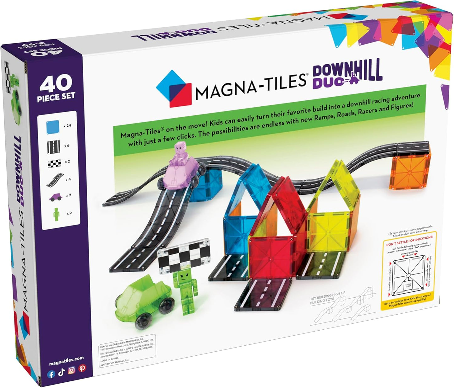Amzaon-MAGNA-TILES Downhill Duo 40-Piece Magnetic Construction Set