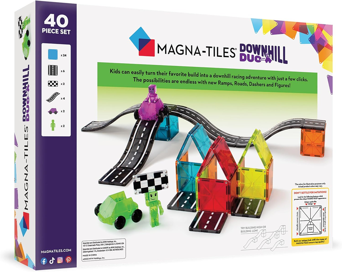 Amzaon-MAGNA-TILES Downhill Duo 40-Piece Magnetic Construction Set