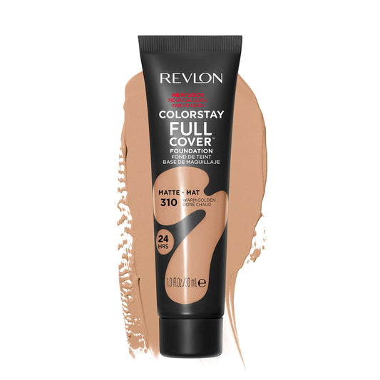 Revlon Liquid Foundation, ColorStay Face Makeup for Normal and Dry Skin, Longwear Full Coverage with Matte Finish, Oil Free, 310 Warm Golden, 1.0 Oz
