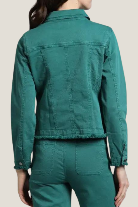 Fray Detail Jean Jacket (Emerald Green)