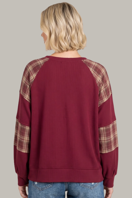 Contrast Thermal Knit  Sweatshirt