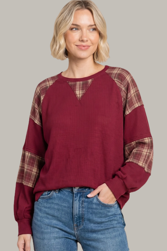 Contrast Thermal Knit  Sweatshirt