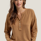 V Neck Henley Top (Almond)