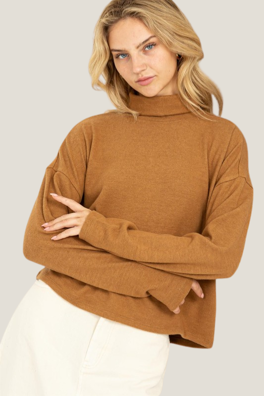 Lightweight Layering Turtleneck (Dark Khaki)