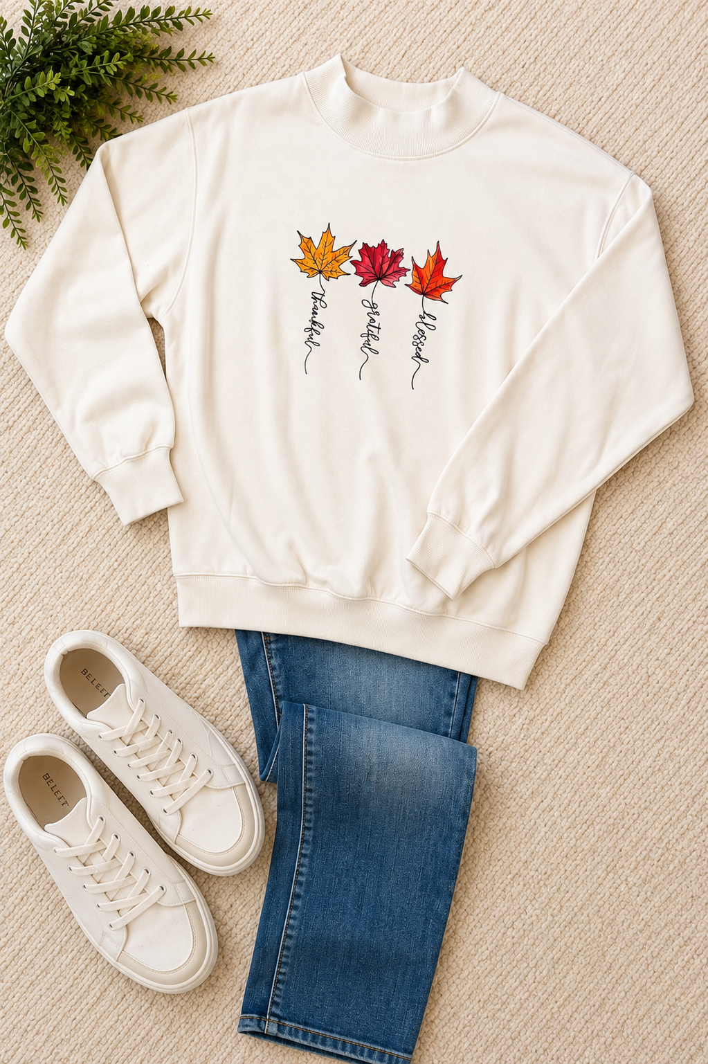 Fall Leaves Mock Neck Sweatshirt
