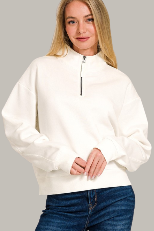 Closet Staple Quarter Zip (Ivory)